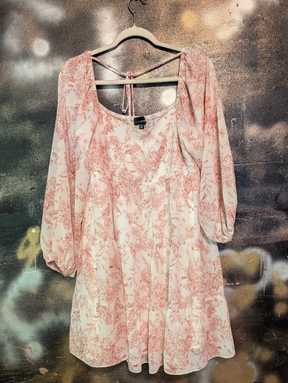 Lucy Paris White Dress with Pink Floral Print